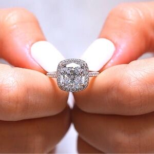 Radiant Silver Cushion-Cut Ring